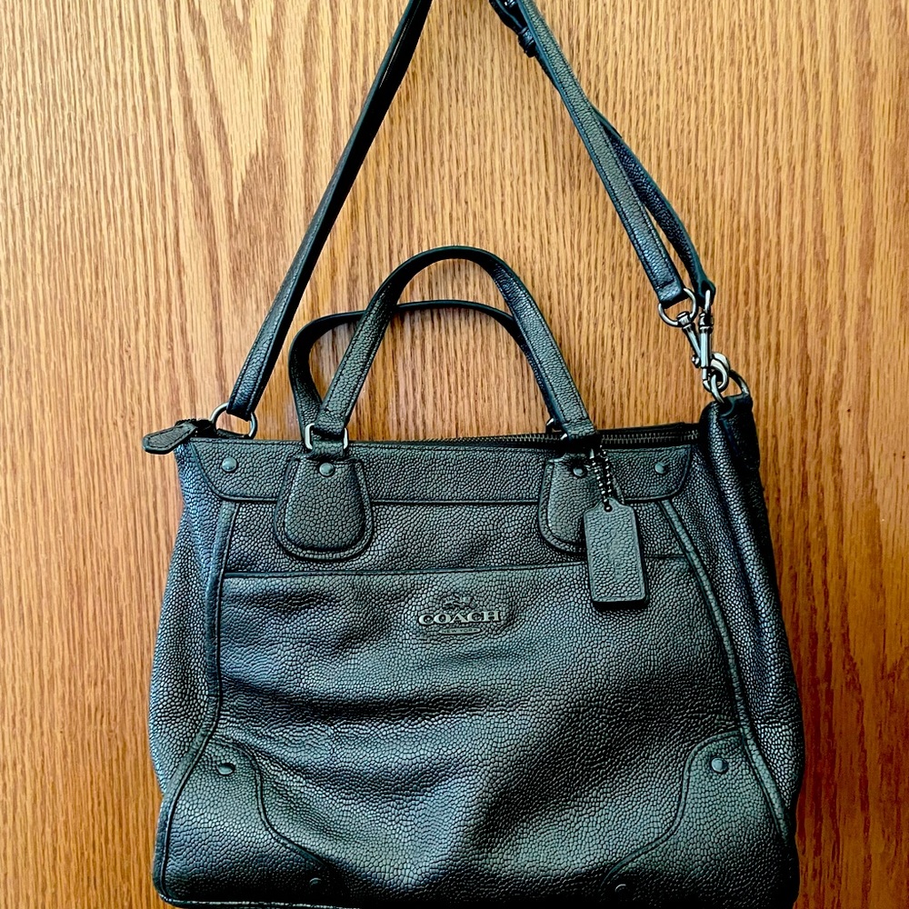 Used Slate colored Coach Leather Purse- great condition